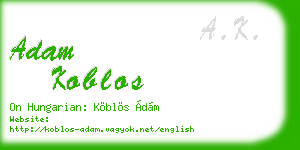 adam koblos business card